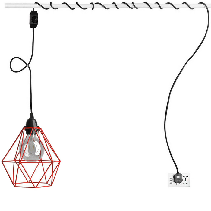 Plug-in hanger met dimmerschakelaar 4m rubberen kabel Diamond Cage-verlichtingsset