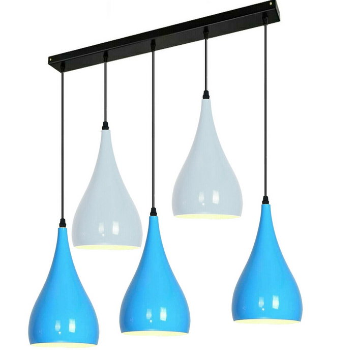 Blue And White Light Pendant Hanging Light Industrial 5 Outlet Pendant