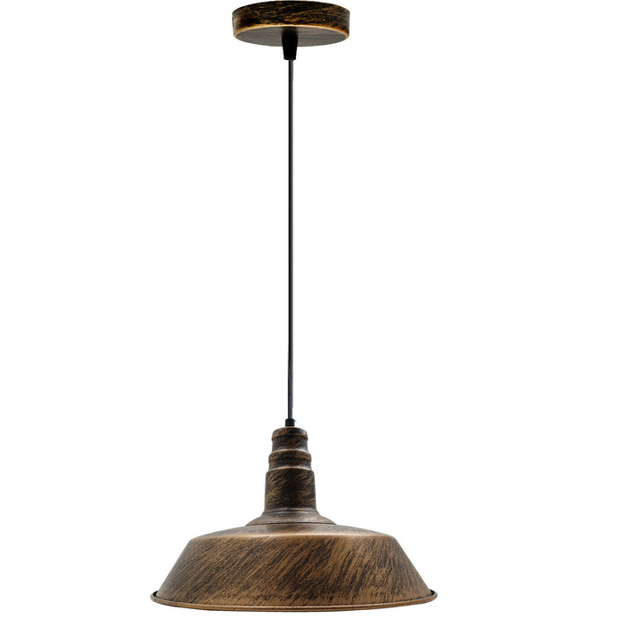 Industrial Vintage Retro Barn slotted shape Brushed Copper Metal Ceiling Pendant Lights E27