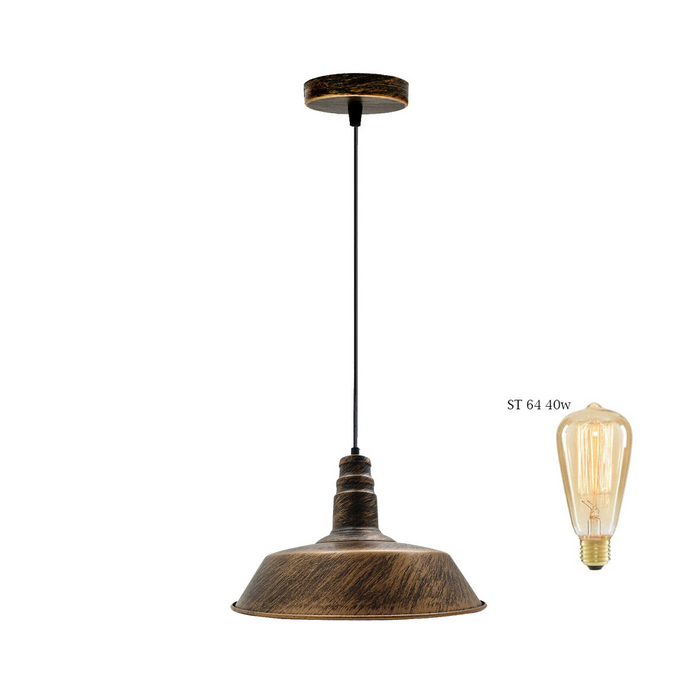 Industrial Vintage Retro Barn slotted shape Brushed Copper Metal Ceiling Pendant Lights E27