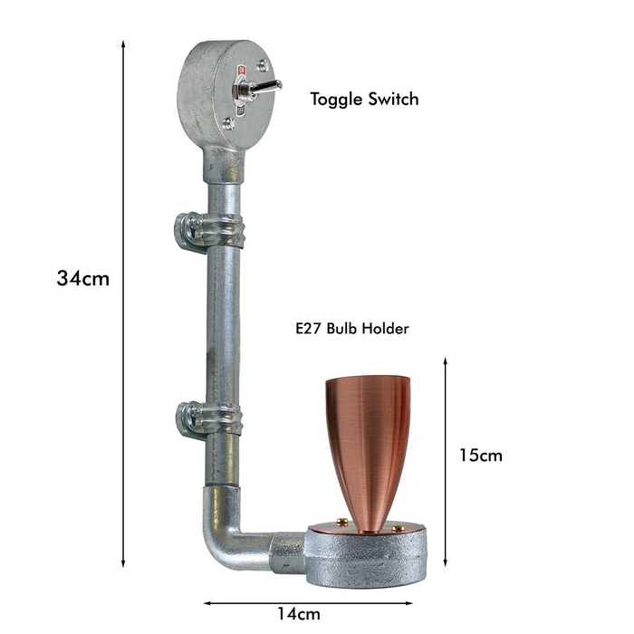 Industriële retro stijlvolle wanddesignerlamp Gegalvaniseerde buiswandlamp