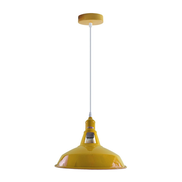 Industrial Vintage Modern Metal Retro  E27 Ceiling Yellow Barn Slotted Pendant Shade