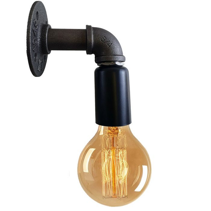 Black Water Pipe Wall Lamp Industrial style single wall light fitting