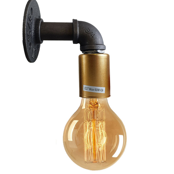 Gouden Waterpijp Wandlamp Industriële stijl enkelwandige armatuur