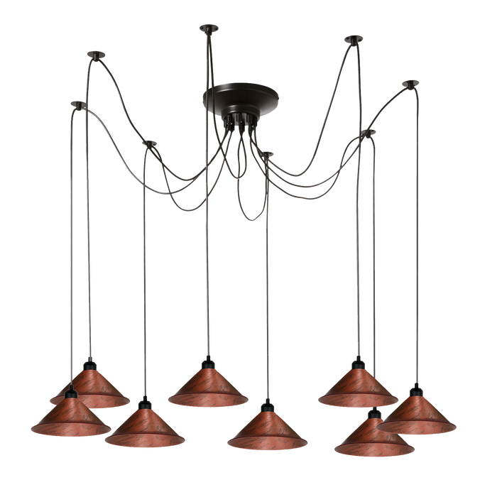 Modern Industrial Rustic Red Spider Ceiling Pendant Light Metal Cone Shade Indoor Hanging Light