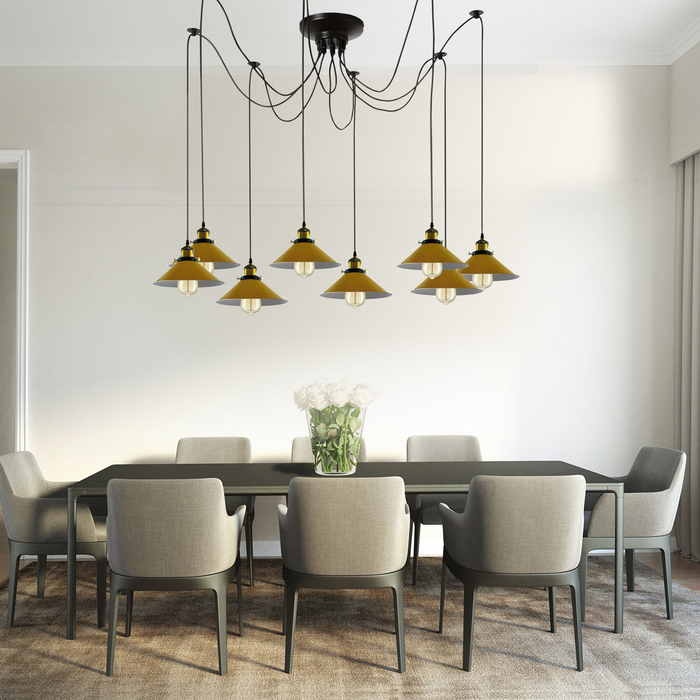 Modern large spider Braided Pendant lamp 8heads Clusters of Hanging Yellow Cone Shades Ceiling Lamp Lighting
