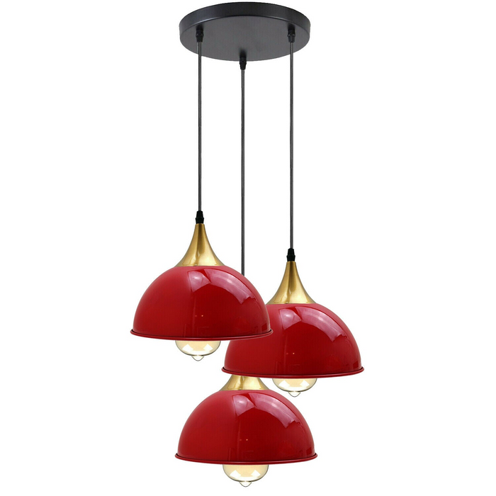 Rode 3-weg vintage industriële metalen lampenkap moderne hangende retro plafondhanglampen