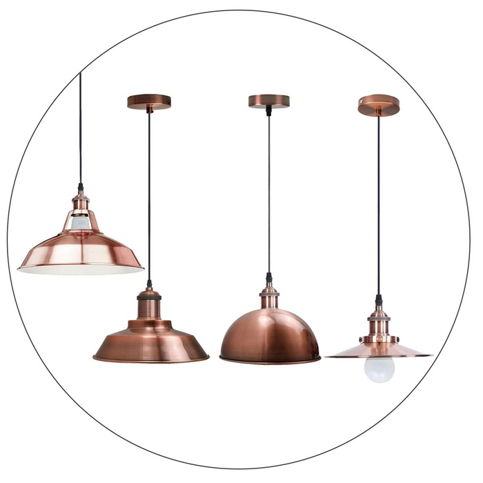 vintage industriële metalen retro plafondhanglamp koperen kap