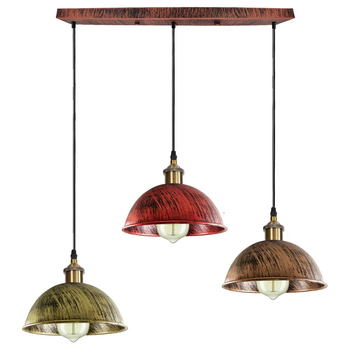 Vintage Industrial Retro 3Head Dome Ceiling Pendant Lamp Shade Light Kit