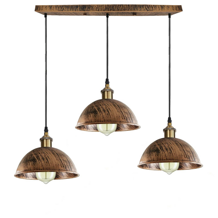 Vintage Industrial Retro 3Head Dome Ceiling Pendant Lamp Shade Light Kit