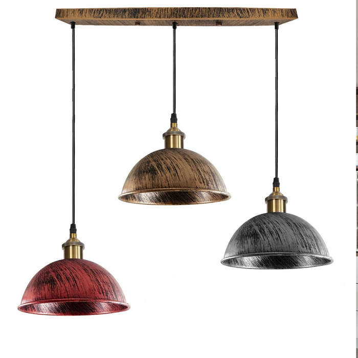 Vintage Industrial Retro 3Head Dome Ceiling Pendant Lamp Shade Light Kit