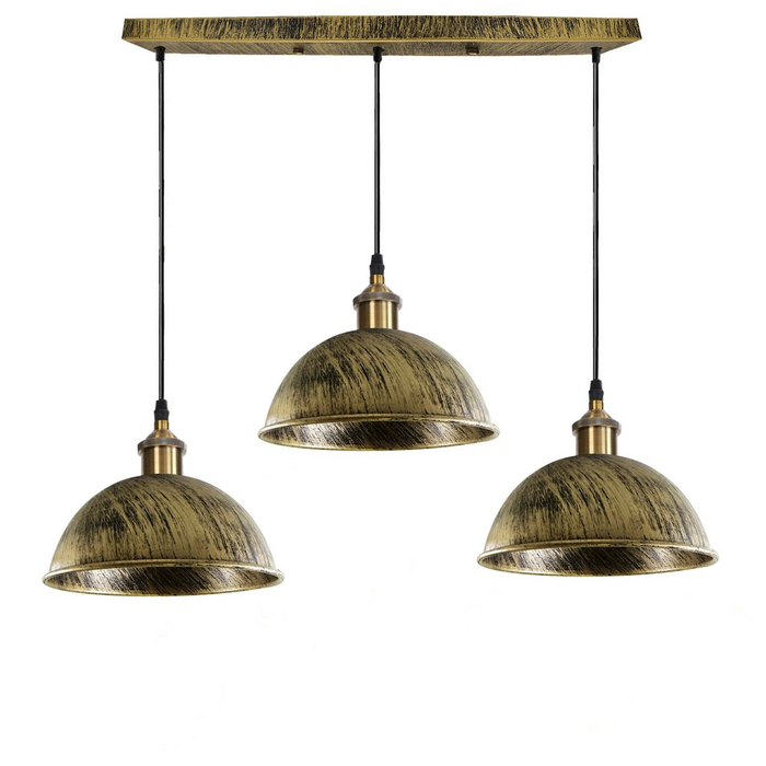 Vintage Industrial Retro 3Head Dome Ceiling Pendant Lamp Shade Light Kit