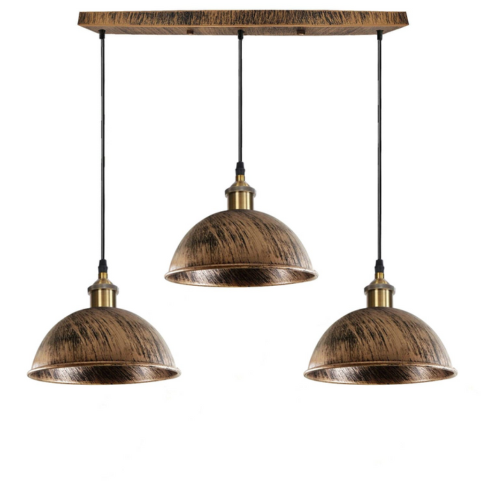 Vintage Industrial Retro 3Head Dome Ceiling Pendant Lamp Shade Light Kit