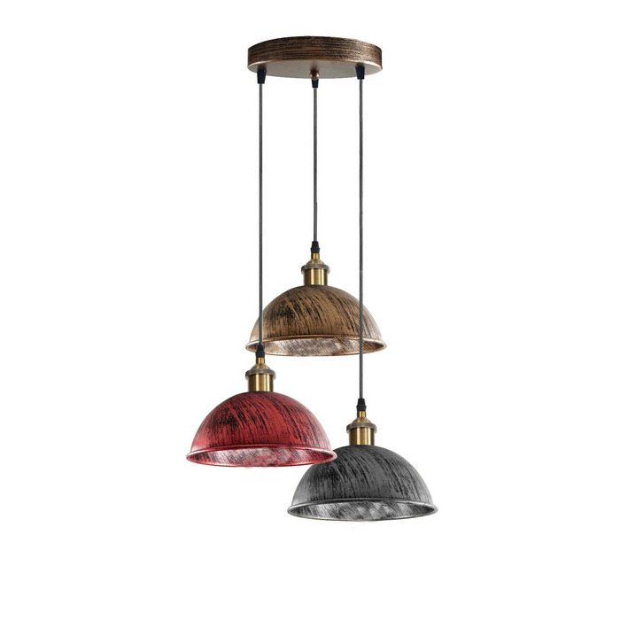 Vintage Industrial Retro 3Head Dome Ceiling Pendant Lamp Shade Light Kit