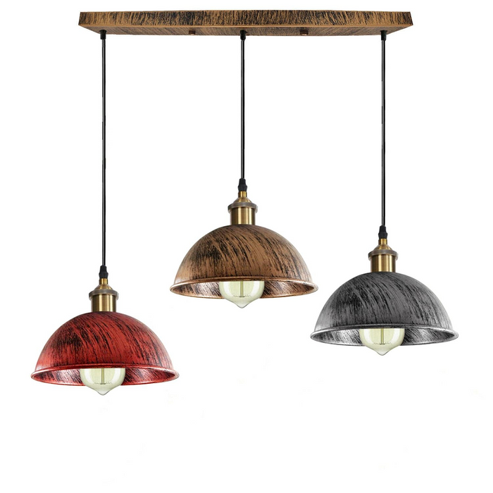 Vintage Industrial Retro 3Head Dome Ceiling Pendant Lamp Shade Light Kit