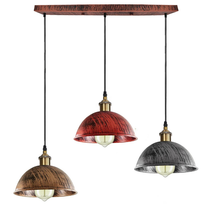 Vintage Industrial Retro 3Head Dome Ceiling Pendant Lamp Shade Light Kit