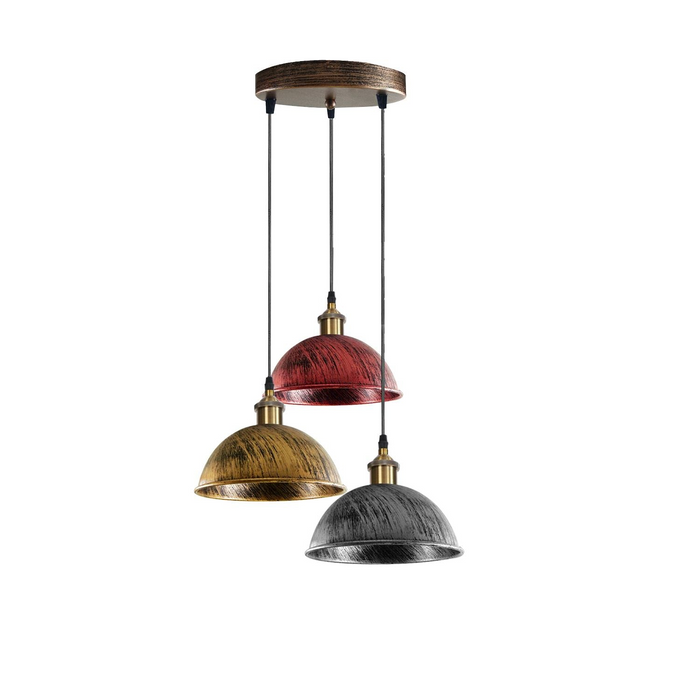 Vintage Industrial Retro 3Head Dome Ceiling Pendant Lamp Shade Light Kit