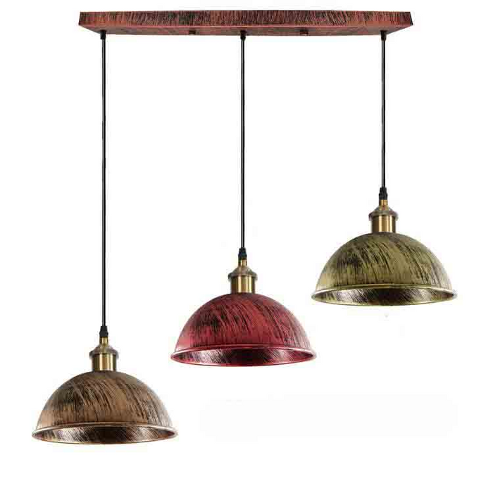 Vintage Industrial Retro 3Head Dome Ceiling Pendant Lamp Shade Light Kit