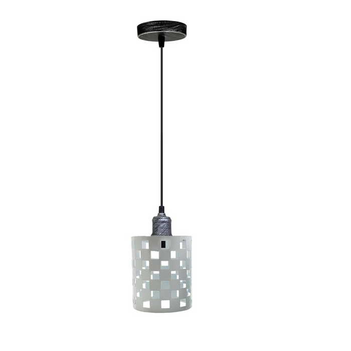 Vintage Industrial White Metal Ceiling Pendant Pattern Shade Hanging Modern Retro Lighting Shade