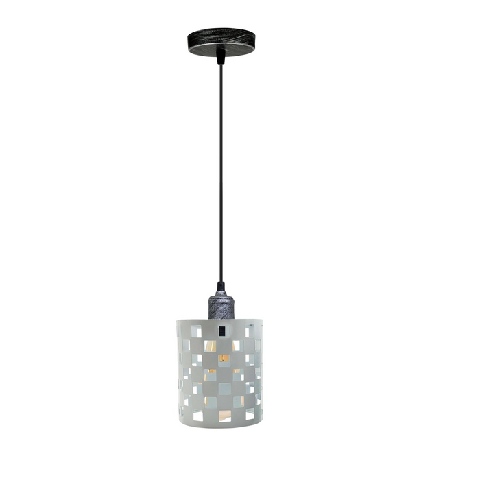 Vintage Industrial White Metal Ceiling Pendant Pattern Shade Hanging Modern Retro Lighting Shade