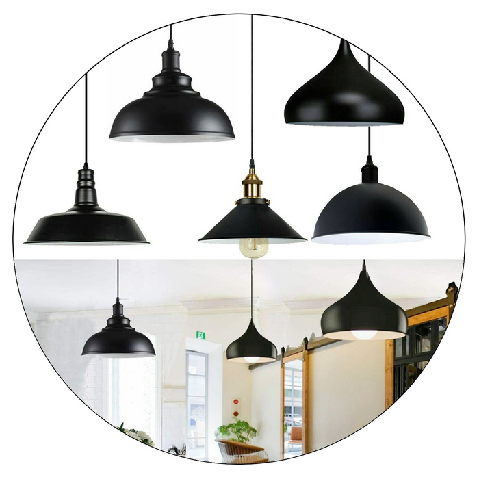 Retro Industrial Black Ceiling Pendant Light Metal Lamp Shade With 95cm Adjustable Cable