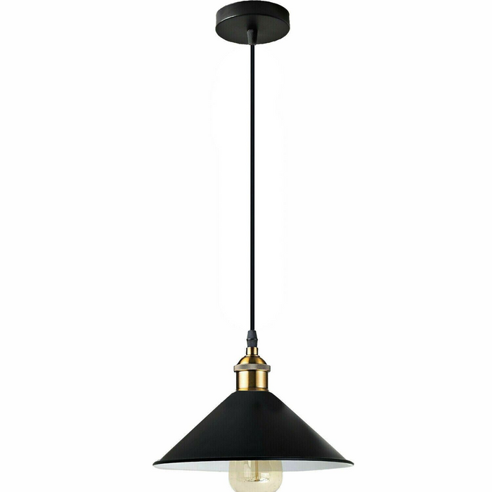 Retro industriële zwarte plafondhanglamp metalen lampenkap met verstelbare kabel van 95 cm