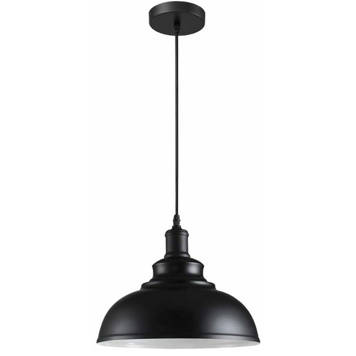 Retro industriële zwarte plafondhanglamp metalen lampenkap met verstelbare kabel van 95 cm