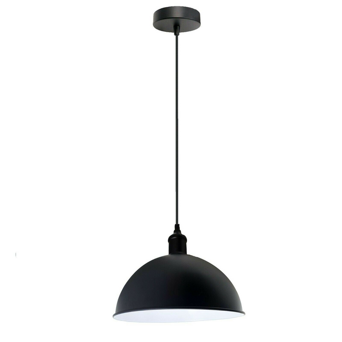 Retro industriële zwarte plafondhanglamp metalen lampenkap met verstelbare kabel van 95 cm