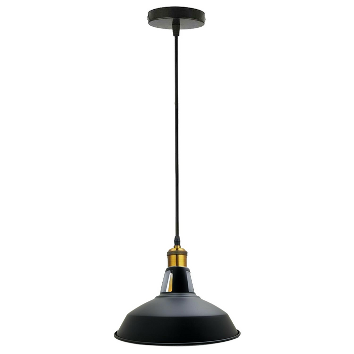 Retro industriële zwarte plafondhanglamp metalen lampenkap met verstelbare kabel van 95 cm