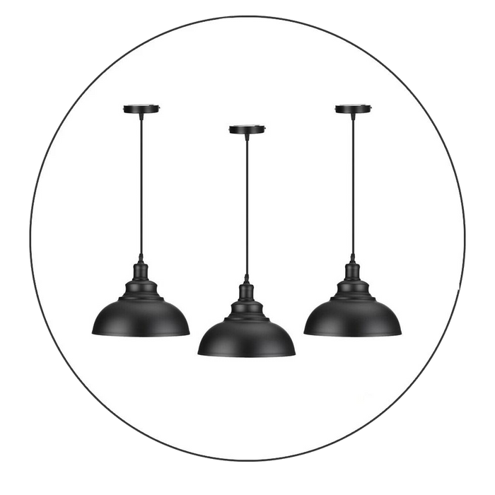 3 Pack Vintage Industrial Retro Ceiling Pendant Light Lampshade Black Metal Light Shade