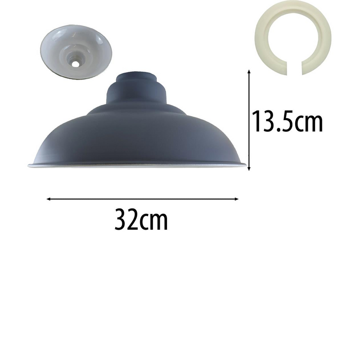 320 mm brede ronde hanglamp in industriële stijl, glanzende moderne metalen binnenlamp lampenkap