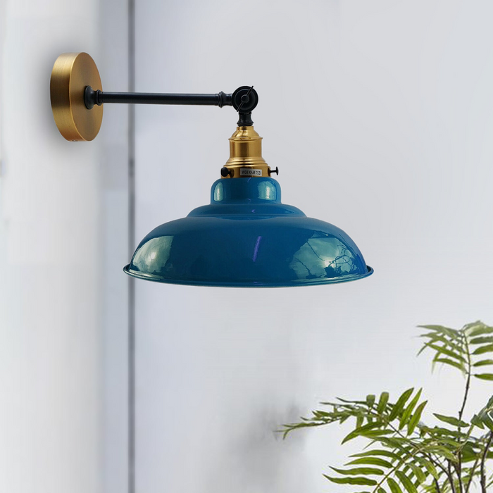 Dark Blue Shade With Adjustable Curvy Swing Arm Wall Light Fixture Loft Style Industrial Wall Sconce