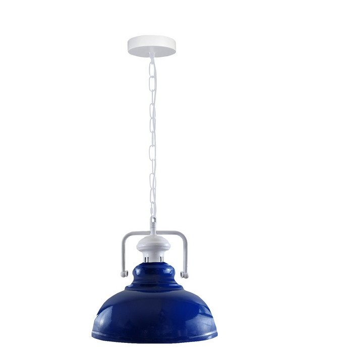 Industrial vintage Retro Indoor Hanging Ceiling Metal Navy Blue Pendant Light E27 UK Holder