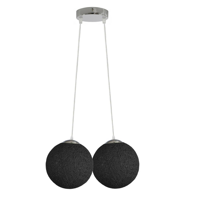 Twee outlet zwarte rotan rieten geweven balbol hanglampenkap