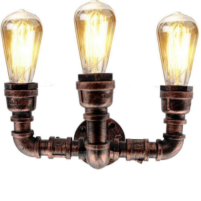 Retro Industrial Wall Lamp Vintage iron Rustic Red Water pipe Lamps E27 Loft Light