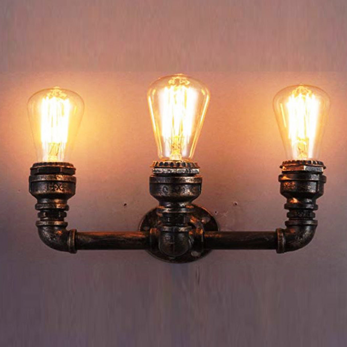 Retro Industrial Wall Lamp Vintage iron Rustic Red Water pipe Lamps E27 Loft Light