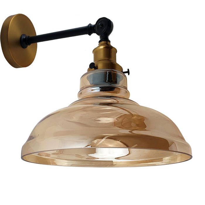 Retro-stijl verlichting Amber glazen kap Vintage industriële glazen loft wandlamp