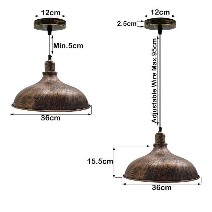 Brushed Copper Industrial Retro Ceiling Pendant Light