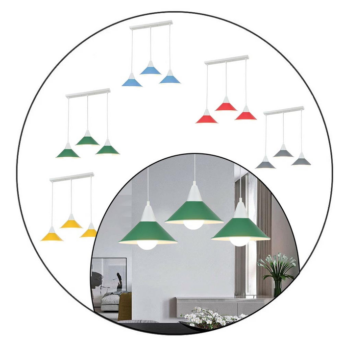 3-kops moderne kroonluchter hanglamp schaduwkleur plafond hangende lampenkappen