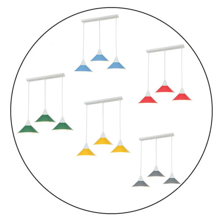 3-kops moderne kroonluchter hanglamp schaduwkleur plafond hangende lampenkappen
