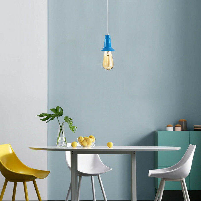 Blue Ceiling Light Fitting Industrial Pendant Lamp Bulb Holder