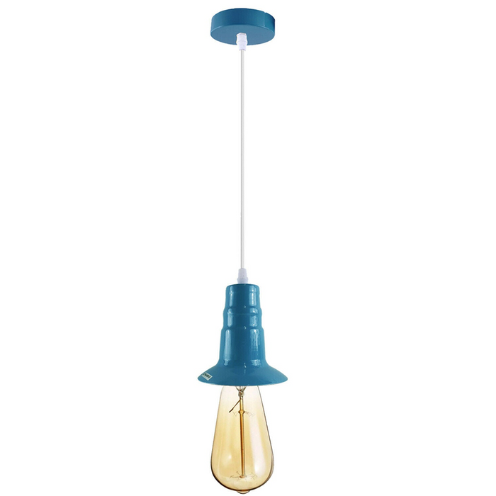 Blue Ceiling Light Fitting Industrial Pendant Lamp Bulb Holder