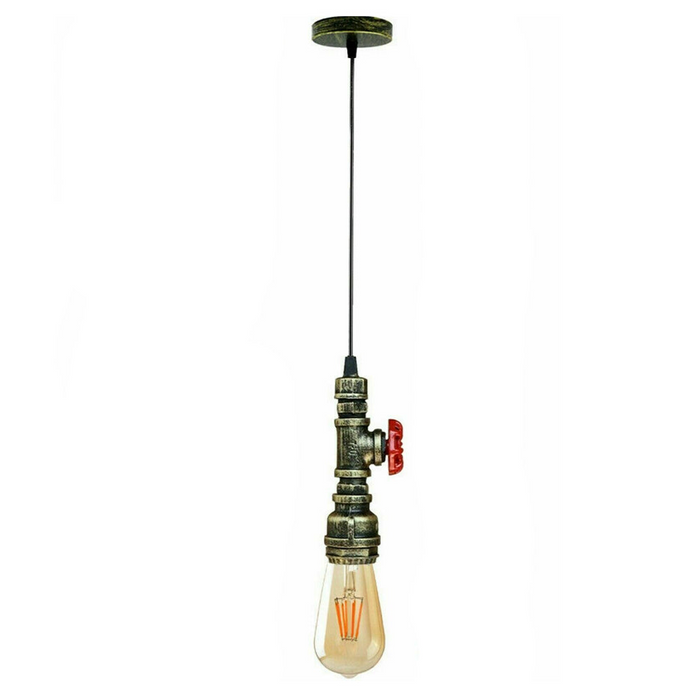 Geborsteld messing kleur kroonluchter plafondlamp waterpijp E27 loft hanglamp met GRATIS lamp