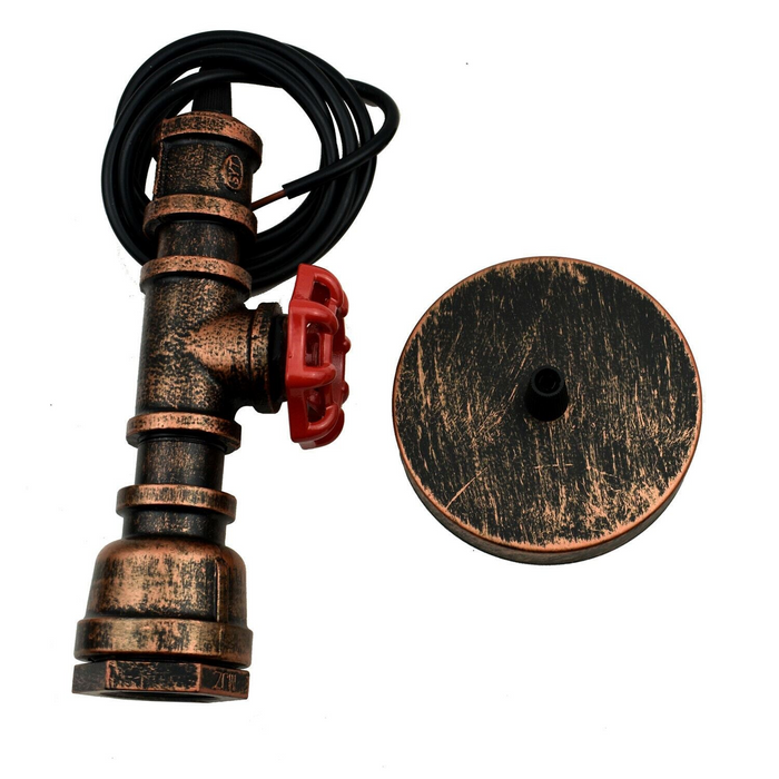 Rustic Red Pendant Light Steampunk Pipe Light Balloon Cage Lamp Hanging Indoor Light Fitting For Kitchen, Living room