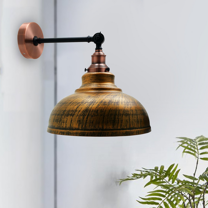 Brushed Copper Metal Curvy Brushed Industrial Wall Mounted Wall Lamp Light