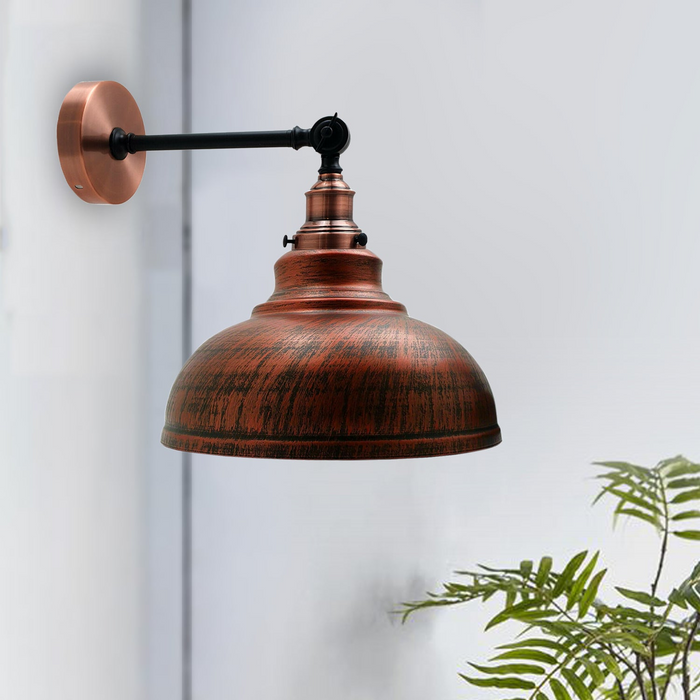 Rustic Red Metal Curvy Brushed Industrial Wall Mounted Wall Lamp Light
