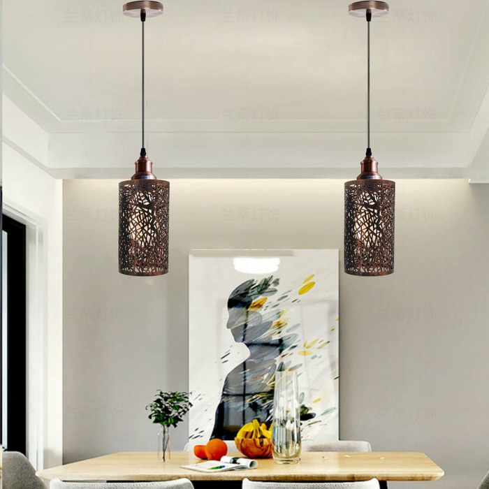 Vintage Modern Metal Cage Ceiling Lamp Shade Pendant Light With 95cm Adjustable Wire