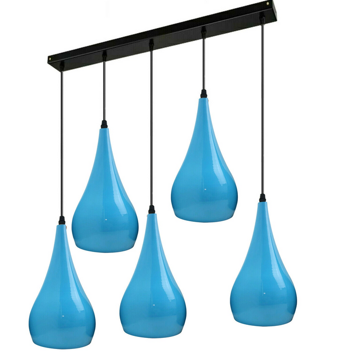 Blue 5 Outlet Ceiling Light Fixtures Black Hanging Pendant Lighting