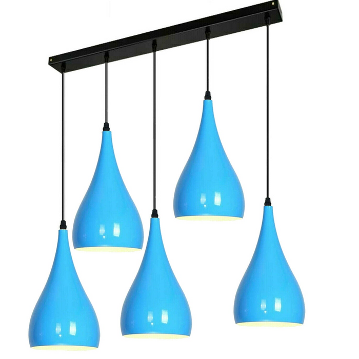 Blue 5 Outlet Ceiling Light Fixtures Black Hanging Pendant Lighting