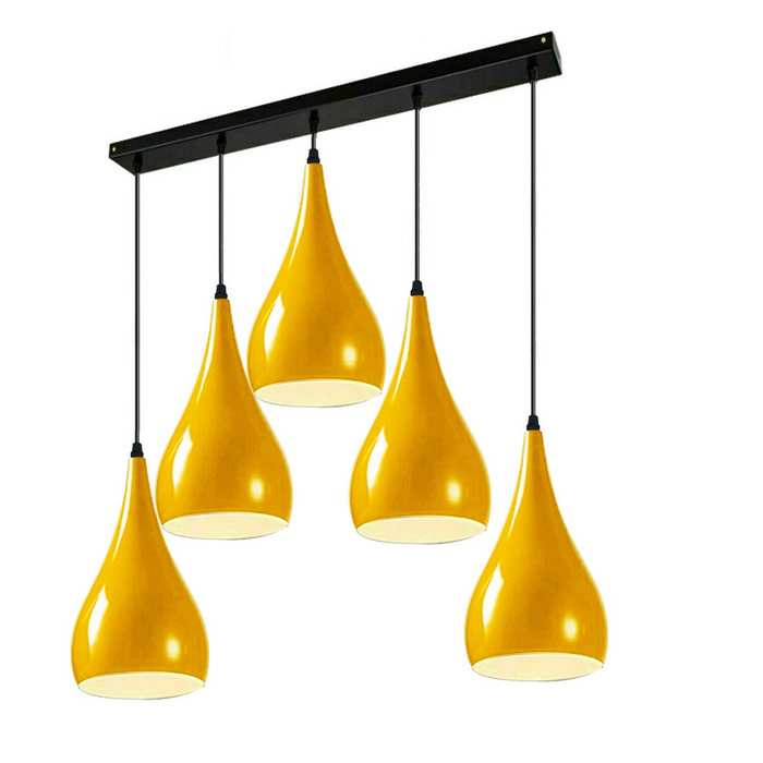 Yellow 5 Outlet Ceiling Light Fixtures Black Hanging Pendant Lighting